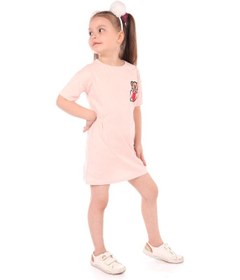 Resim Toontoy Kids Toontoy Kız Bebek Nakışlı Elbise Pudra 