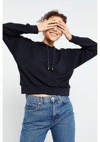 Resim Tommy Life Lacivert Uzun Kol Rahat Form Kapüşonlu Kadın Sweatshirt - 97115 Lacivert 