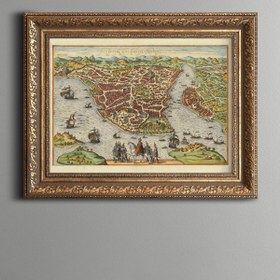 Resim epiqart İstanbul Haritası - Vintage Desenli Çerçeve 