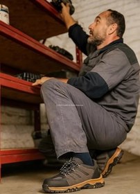 Resim Stone Foot İş Güvenliği Ayakkabısı, Çelik Burunlu, Nefes Alabilen, Çift Yoğunluklu Taban, Yağ ve Petrole Dayanımlı, Anti-Slip Kaymaz, Şok Emici, Enerji Veren Topuk, Süet, Şık Tasarım 