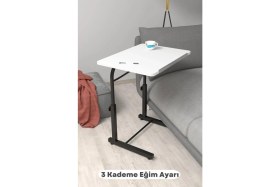 Resim Depolife Eğim Yükseklik Ayarlı Laptop Sehpası Kahvaltı Ders Çalışma Bilgisayar Ofis Yemek Masası Metal Ayak 