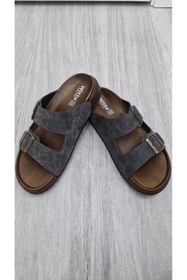 Resim MODESA BY KAVCAR Erkek Ortapedik Anatomik Günlük Kaymaz Taban Yumuşak Deri Tokalı Şık Rahat Ev Ve Dışarı Terliği 