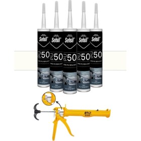 Resim Selsil Pu Mastik 280 Ml Beyaz 5 Adet ,alüminyum Tabanca Beyaz 