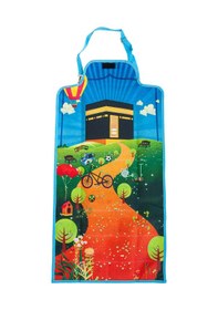 Resim Kendinden Çantalı Erkek Çocuk Seccadesi, Seyyar Askılı - Mavi Mavi 