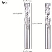 Resim 2 adet Sert Alaşımlı Çift Kenarlı Kompozit Bıçak Spiral Freze Kesici, 1/8 İnç Şaft, 1/8 İnç Kesme Çapı, 7/8 İnç Kesme Uzunluğu, 1-3/4 İnç Toplam Uzunluk, Kontrplak, Meşe, Orta Yoğunluklu Lif Levha İşleme için CNC Uç Frezeleri, Uzun Ömürli Alet, Üst ve Alt Oluk Tasarımı ile Delaminasyon Direnci, Endüstriyel Kalite Kontrolü, 1/8 İnç Mandrenli CNC Freze Kesiciler için Uygun 