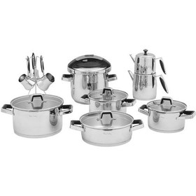 Resim Pierre Cardin Yeni Mars Siyah 18 Parça Tencere Seti Gümüş 