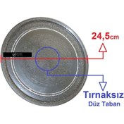 Resim Beko Mikrodalga Fırın Döner Cam Tabak 24,5cm Çapında Tırnaksız Düz Taban Borcam Tepsi Orijinal 