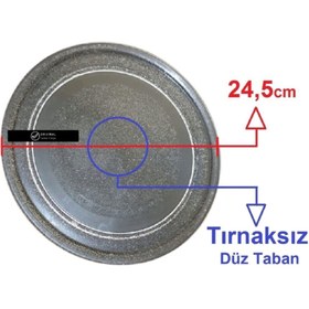 Resim Altus Mikrodalga Fırın Döner Cam Tabak 24,5cm Çapında Tırnaksız Düz Taban Borcam Tepsi Orijinal 