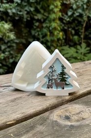 Resim Rufus Concept 2D Çam Geyik Desenli Silikon Mum Kalıbı 