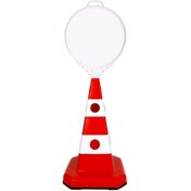 Resim İleri Trafik Ultra Kedi Gözlü Ağırlıklı Boş Levhalı Trafik Koni Seti Trafik Dubası (Yuvarlak) 