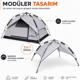 Resim 4 Kişilik Otomatik Kurulum Kamp Çadırı - 240x240x150cm - Argeus Infinity 