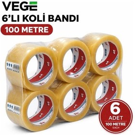 Resim Vege Fil - Vege Aslan 6 Lı Koli Bandı 100 Metre Şeffaf Güçlü Yapışkan Paketleme Bandı 