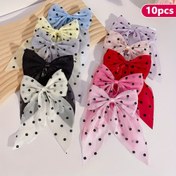 Resim 10 adet LEMON LOVE Tatlı Çiçekli & Puantiyeli Fiyonk Saç Tokaları - Sevimli, Çok Yönlü, Tüm Sezonlar İçin Canlı Renklerde Polyester Aksesuarlar Kızlar İçin 