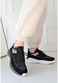 Resim Nadio Siyah Rugan Bağcıklı Spor Ayakkabı Siyah 