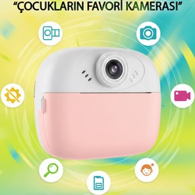 Resim Tekvora Pembe Çocuk Fotoğraf Makinesi | Anında Baskı | Termal Yazıcı | Video Kayıtlı | Şarjlı 