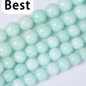 Resim TEOWAKI Doğal Mavi Amazonit Akik Yuvarlak Aralayıcı Boncuklar 4mm 6mm 8mm 10mm 12mm - DIY Takı Yapımı için Cilalı Pürüzsüz Taş Boncuklar, Bilezikler & Kolyeler - Canlı Mavi Tonları, Dayanıklı El Sanatları Malzemeleri, Takı Yapımı için Boncuklar, Bileklik Tasarımı 