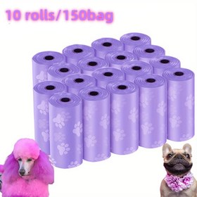 Resim 100 adet Sızdırmaz Köpek Çöp Poşetleri - Kokuyu Kontrol Eden, Çizilmeye Dayanıklı, Dayanıklı Mor saç tokası Baskısı Tasarımı, Açık Hava Yürüyüşü ve Seyahat için, Taşınması Kolay, Köpek Çöp Poşetleri, Köpek Çöp Atma, Şık Evcil Hayvan Aksesuarı, Sızdırmaz Tasarım 