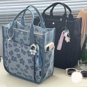 Resim Mini Kadın Tote Çantası, Kalınlaştırılmış Çiçek Kumaşı, Küçük, Kutusuyla, Öğrenci, Ofis, Anne için 