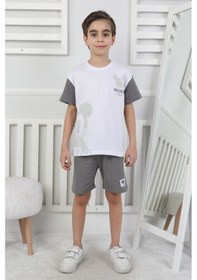 Resim Mickey Baskı Erkek Çocuk Şortlu Takım-90351 Gri 