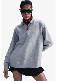 Resim Nike Sportswear Fleece 1/4 Zipped Oversized Sweatshirt Kadın Oversize 1/4 Fermuarlı Sweatshirt Gri Gri 
