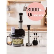 Resim 2000W Mutfak Robotu, Dilimleme ve Doğrama, 1,5l Hazneli, Kulplu, Şık Siyah Renk 