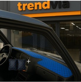 Resim Tofaş Şahin Doğan Kartal Yüksek Ön Göğüs Mavi-siyah Torpido Kılıfı / Siyah-mavi Boyun Yastığı 