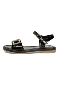 Resim Butigo 24S-117 5FX Siyah Kadın Düz Sandalet 