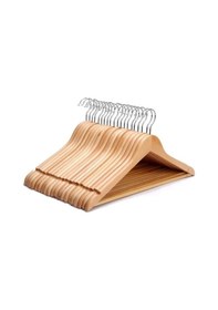 Resim Askıcı Ahşap Askı Naturel Kıyafet Elbise Gömlek Ve Pantolon Askısı 24 Adet 