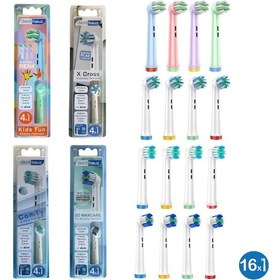 Resim 16 Adet Comfy + X Cross + 3d Maxcare + Kids Fun Oral-b Uyumlu Yedek Diş Fırçası Başlıkları 