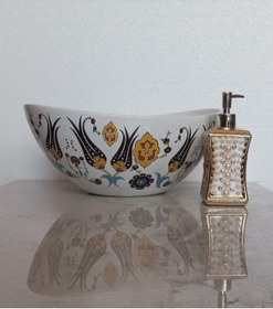 Resim Kütahya Çini El Yapımı % 100 Porselen Lavabo 41x32x18 Cm 