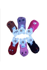 Resim BlueStore 6 Çift Karışık Renk 1-3 Yaş Peluş Çocuk Ev Babeti Patiği Panduf 