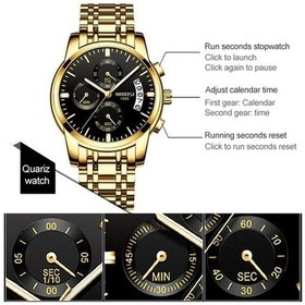 Resim Yingfu Nıbosı 2353 Erkekler İçin Üç Gözlü Altı İğneli Spor Kuvars Saati, Gümüş, Mavi, Çelik Çok Renkli 