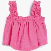 Resim Kız Bebek Crop Atlet Askılı Fırfır Detaylı Kare Yaka 