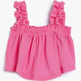 Resim Kız Bebek Crop Atlet Askılı Fırfır Detaylı Kare Yaka 
