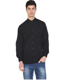 Resim Eliş Şile Bezi Büyük Beden Uzun Kol Şile Bezi Hakim Yaka Tek Cepli Erkek Gömlek Siyah 3003 - 4XL 