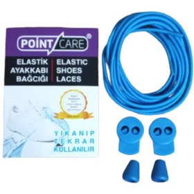 Resim Point Care Mavi Akıllı Kilitli Elastik Ayakkabı Bağcık 100 Cm 