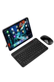 Resim DUHALINE Lenovo Tab M10 (3.nesil) Tb328fu Tablet Uyumlu Mini Slim Şarjlı Bluetooth Klavye Ve Mouse Seti 