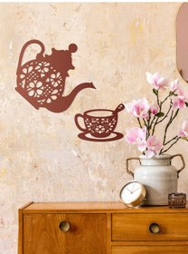 Resim Çaydanlık Ve Fincan Ahşap Duvar Dekoratif 