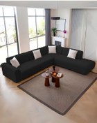 Resim Velura Home & Living Mila Köşe Takımı & Modern Kadife Sağ Köşe Koltuk Takımı - Siyah-1015 