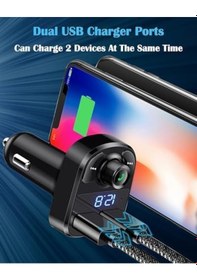 Resim C-606 Araç Fm Transmitter 5.1 Bluetooth Araç Kiti Usb 3.1amper Hızlı Şarj Çıkışlı Çakmaklık Girişli 