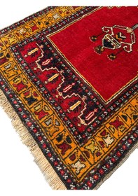 Resim El Dokuma Az Hatalı 60x110 Kök Boya Yün Halı Kırmızı 