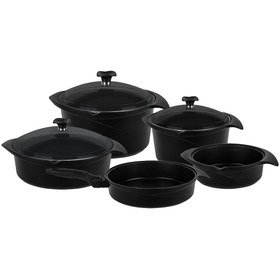 Resim Aryıldız Flipper Siyah 9 Parça Döküm Tencere Set 