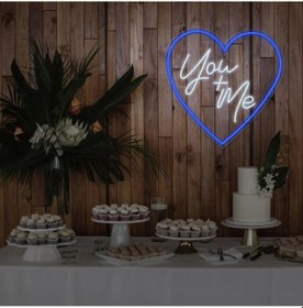 Resim You+me Yazılı Ve Şekilli Neon Tabela Mavi 