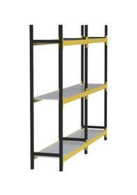 Resim 3 Katlı Duble Midi Rack - Ekonomik Depo,arşiv, Kiler Rafı Siyah-turuncu-35x90 Cm-100 Cm Çok Renkli 