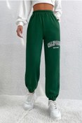 Resim MODAGEN Unisex Yeşil California Baskılı Paçası Lastikli Oversize Eşofman Altı 