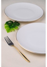 Resim Tabak Evi Porselen Altın Yaldız Pasta Tabağı 20,50cm 2 Li Çok Renkli 