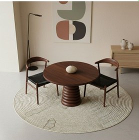 Resim Spirra Yuvarlak Ahşap Yemek Masası 100x100 Ceviz 