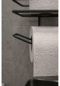 Resim Yapışkanlı Tuvalet Kağıtlığı Delmesiz Vidalamasız Metal Banyo Kağıtlık Askısı Siyah S-120 