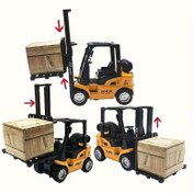 Resim Die-Kalıp Metal Alaşımlı Forklift Kamyon Oyuncak - Gerçekçi Sarı ve Siyah Tasarımlı Çekme Geri İnşaat Aracı, Dayanıklı Plastik Yapı Oyuncağı Erkek ve Kız Çocuklar için 3 Yaş ve Üzeri, Hayal Gücüyle Oynama | Gerçekçi Forklift Oyuncak | Detaylı Mühendislik Oyuncak 