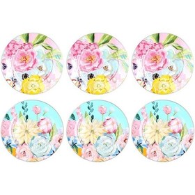 Resim Luckyart Peony Desenli 6 Lı Bone China Porselen Pasta Tabağı Seti 20 Cm Lyba040 